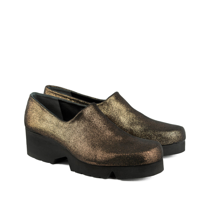 GOLD SPARKLE STRETCH SUEDE