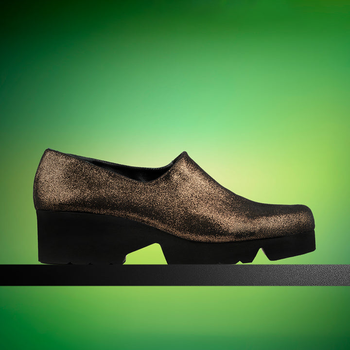 GOLD SPARKLE STRETCH SUEDE