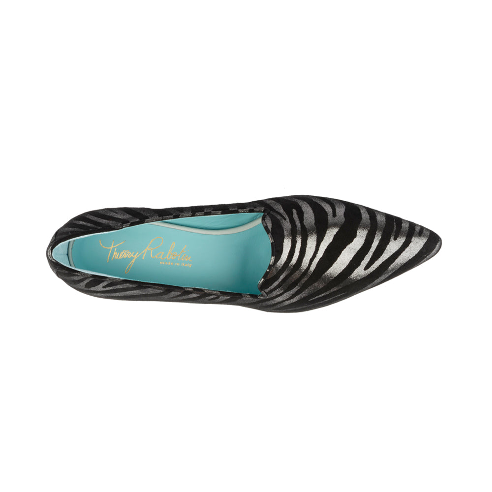 SILVER/BLACK ZEBRA SUEDE