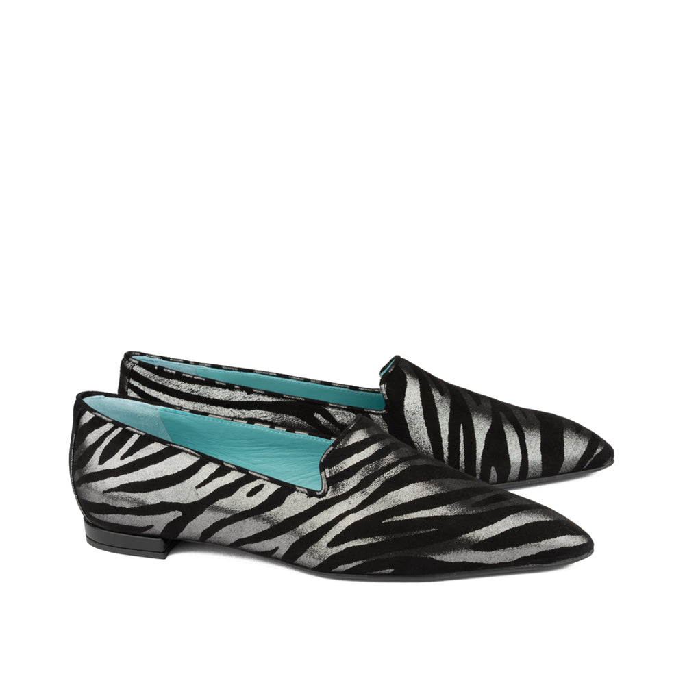 SILVER/BLACK ZEBRA SUEDE