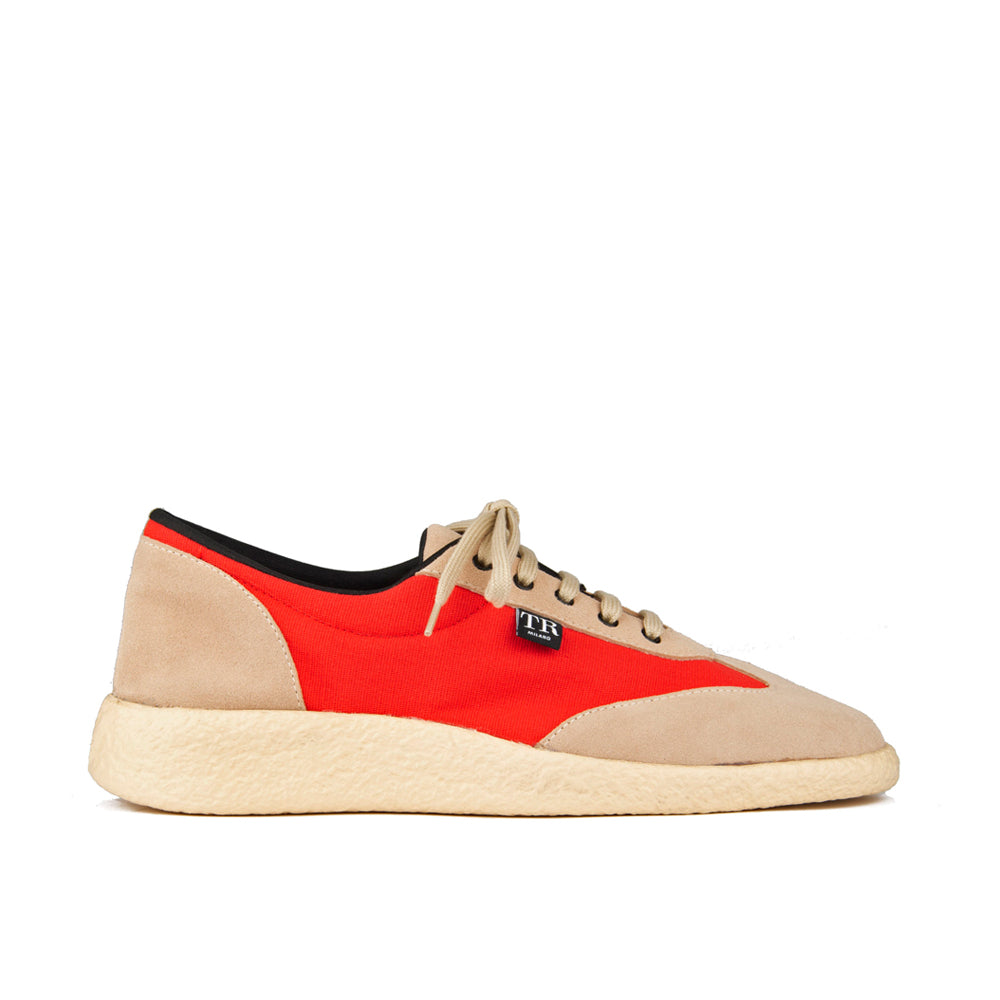 BOSTON TAUPE SUEDE AND RED FABRIC