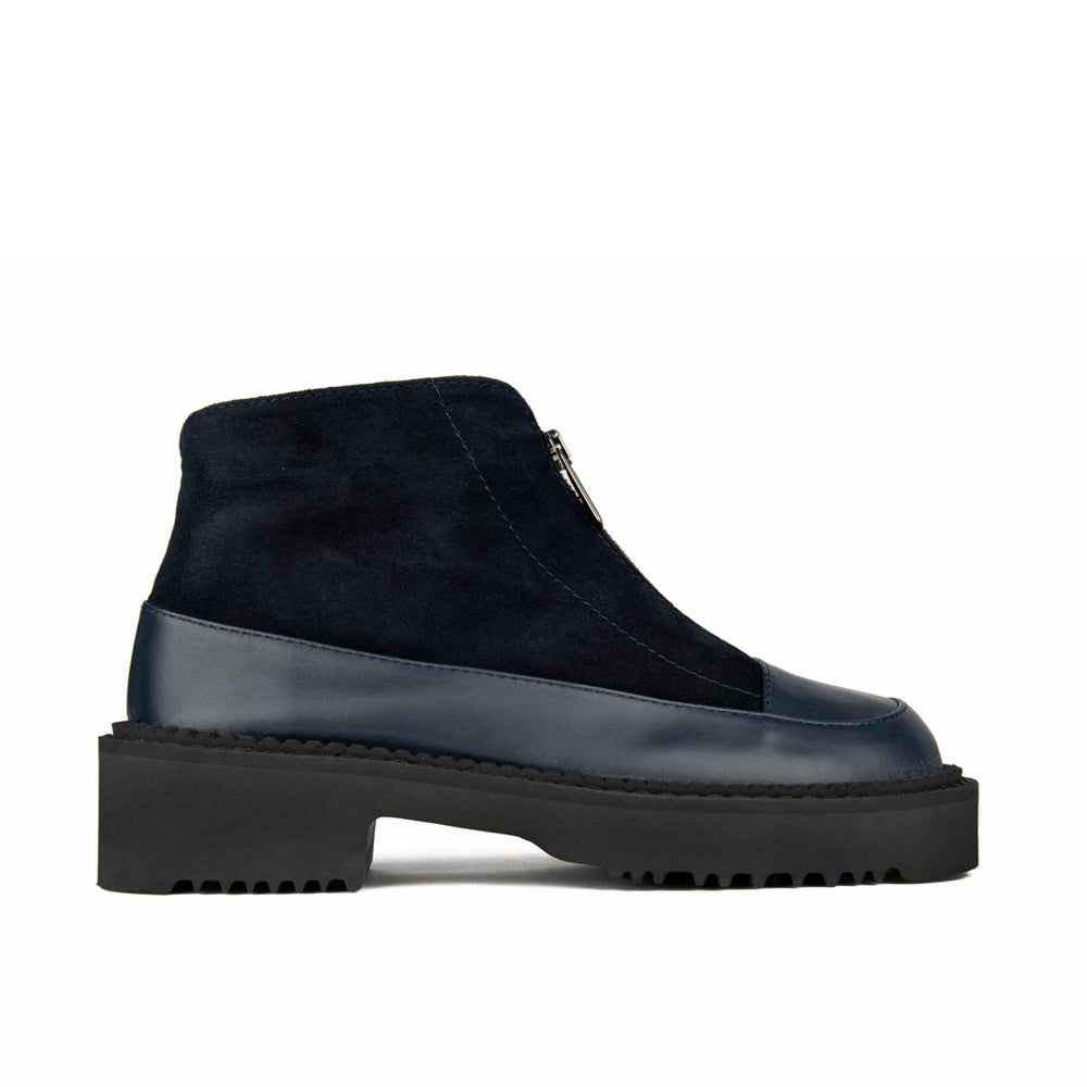 NAVY LEATHER AND SUEDE