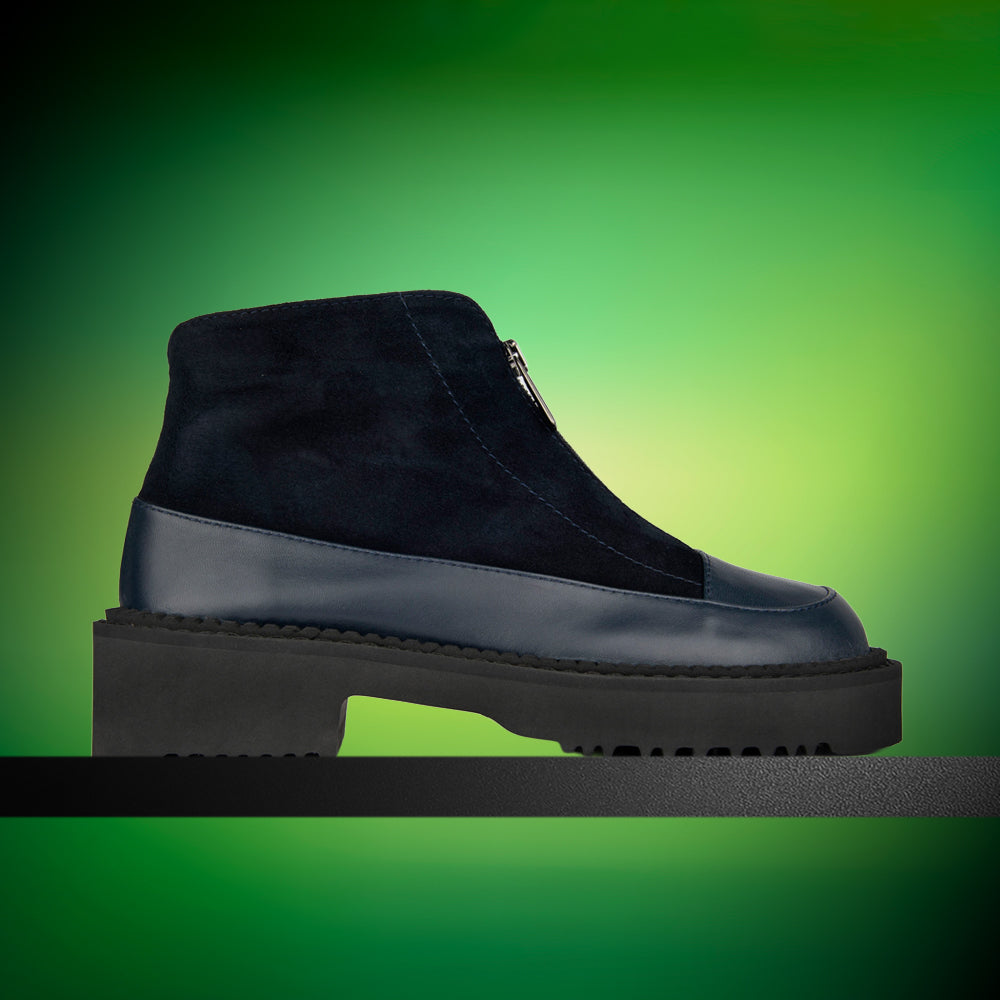 ZECHEZ9 NAVY LEATHER AND SUEDE