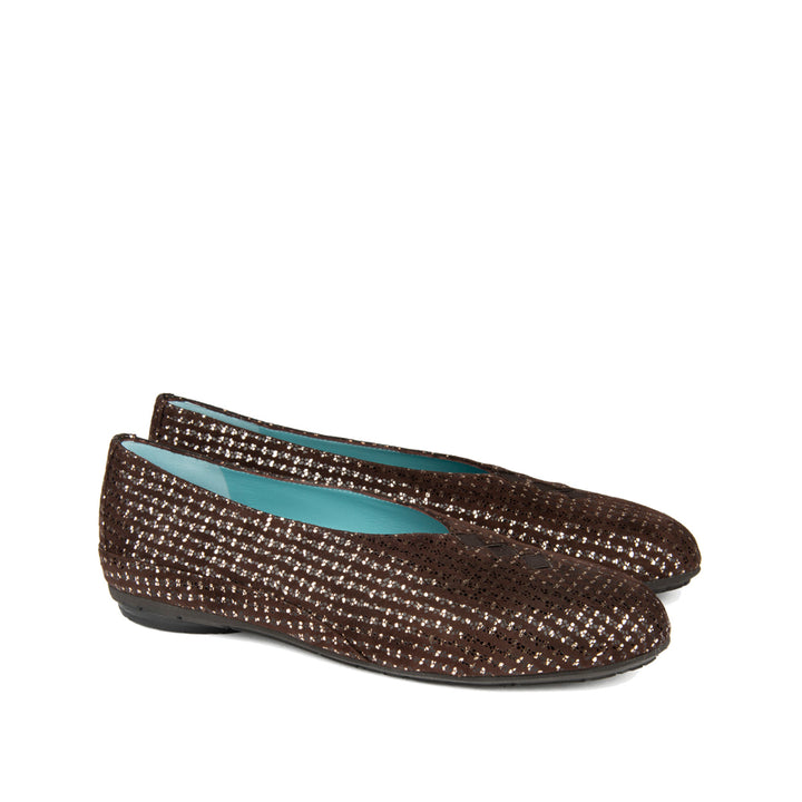 BROWN SUEDE WITH GOLD DOTS