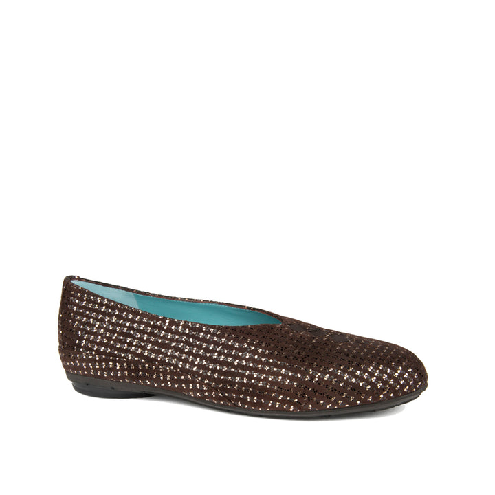 BROWN SUEDE WITH GOLD DOTS