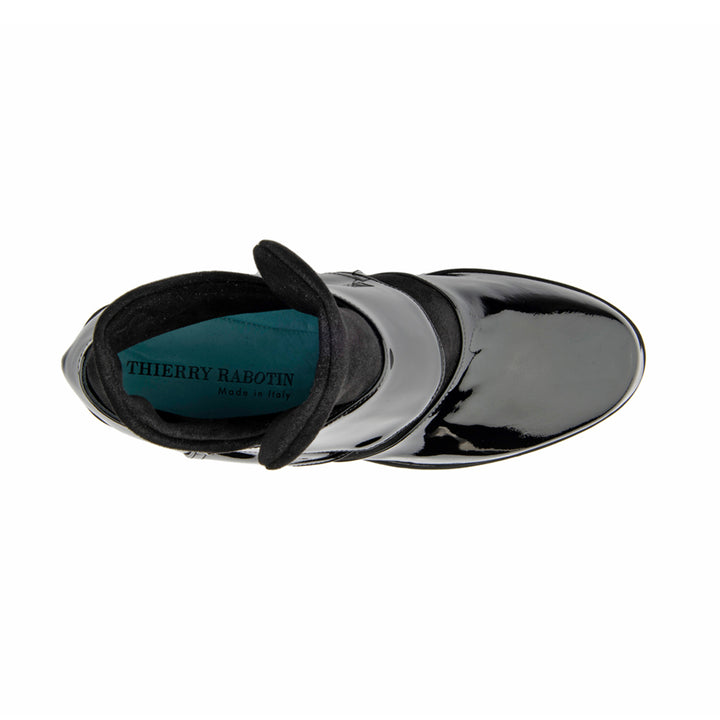 TRUDY BLACK PATENT AND STRETCH SUEDE