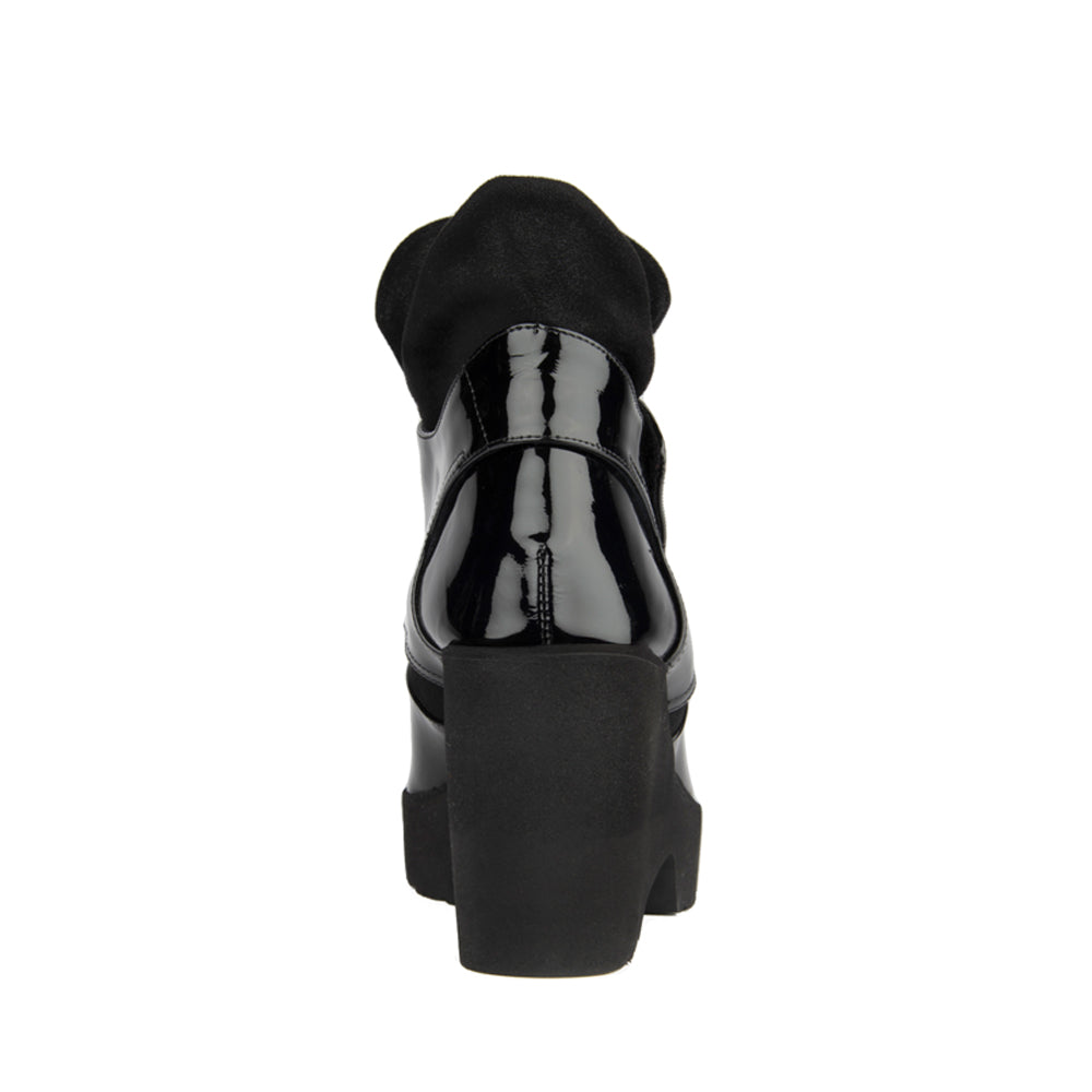 TRUDY BLACK PATENT AND STRETCH SUEDE