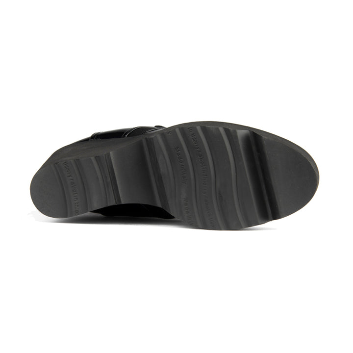 TRUDY BLACK PATENT AND STRETCH SUEDE