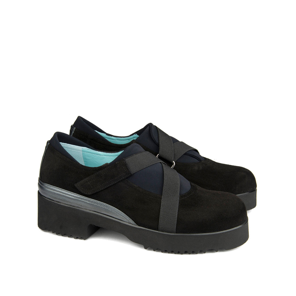 BLACK SUEDE/PEWTER COMBO