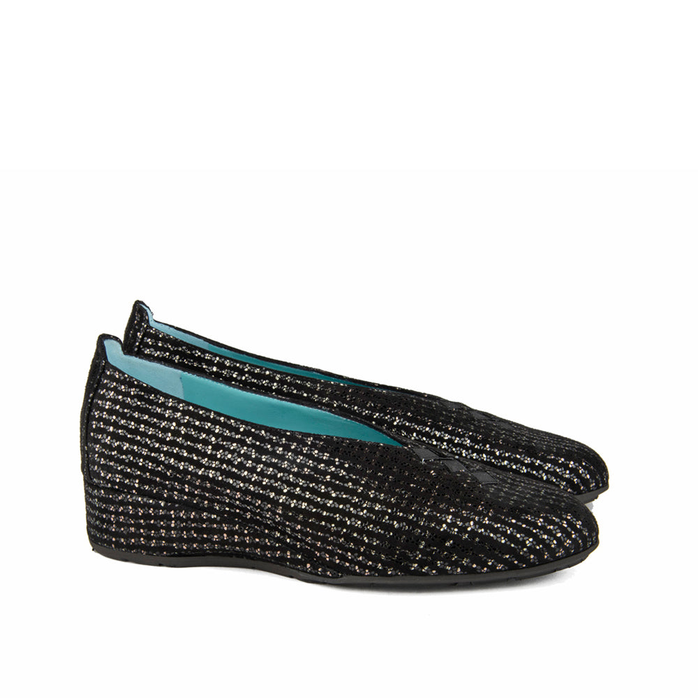 BLACK STAMPED SUEDE WITH SILVER ACCENTS