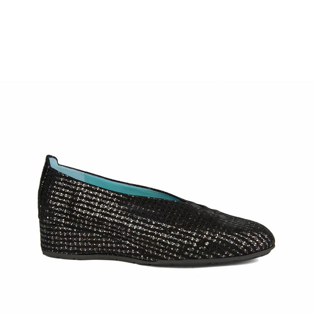 BLACK STAMPED SUEDE WITH SILVER ACCENTS