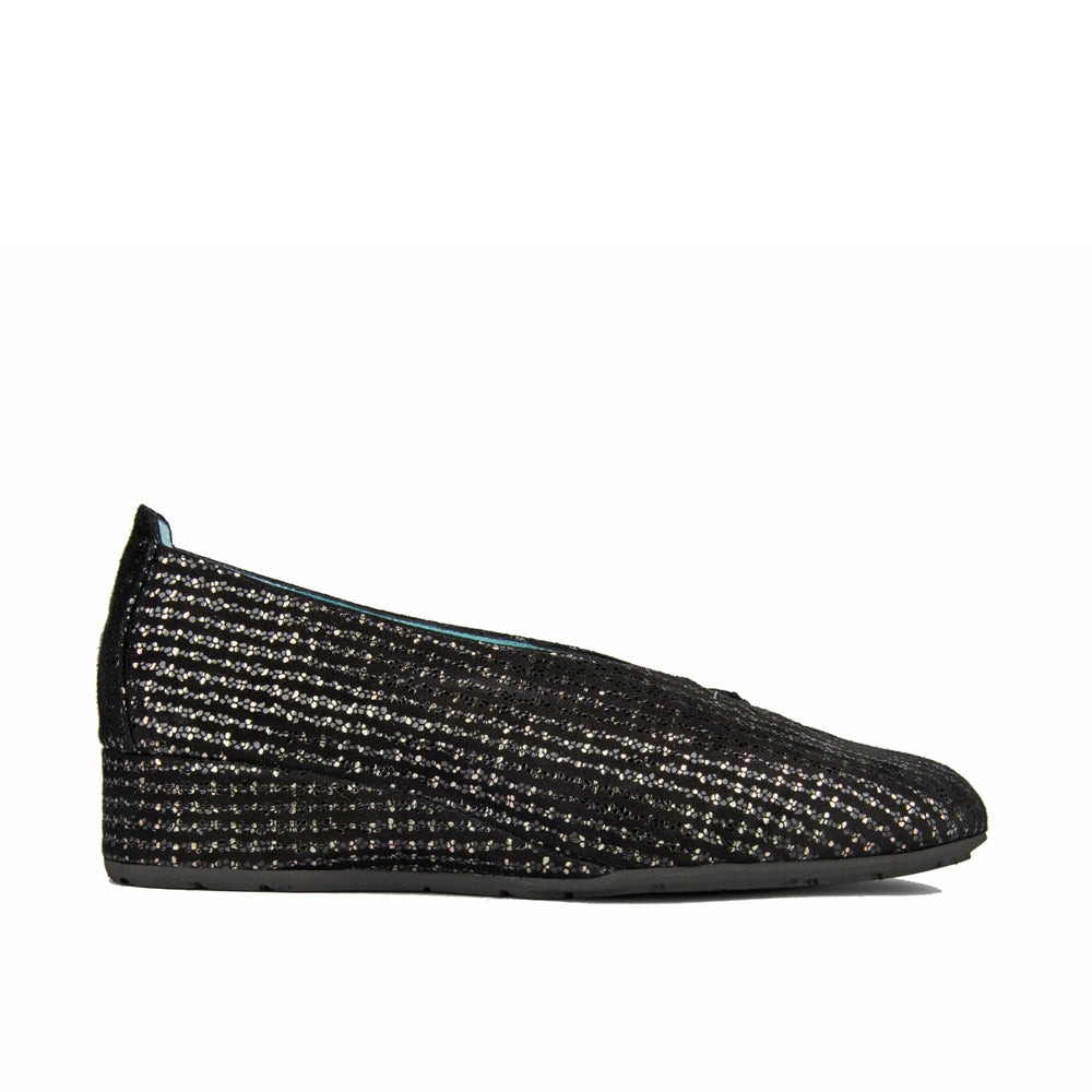 BLACK STAMPED SUEDE WITH SILVER ACCENTS
