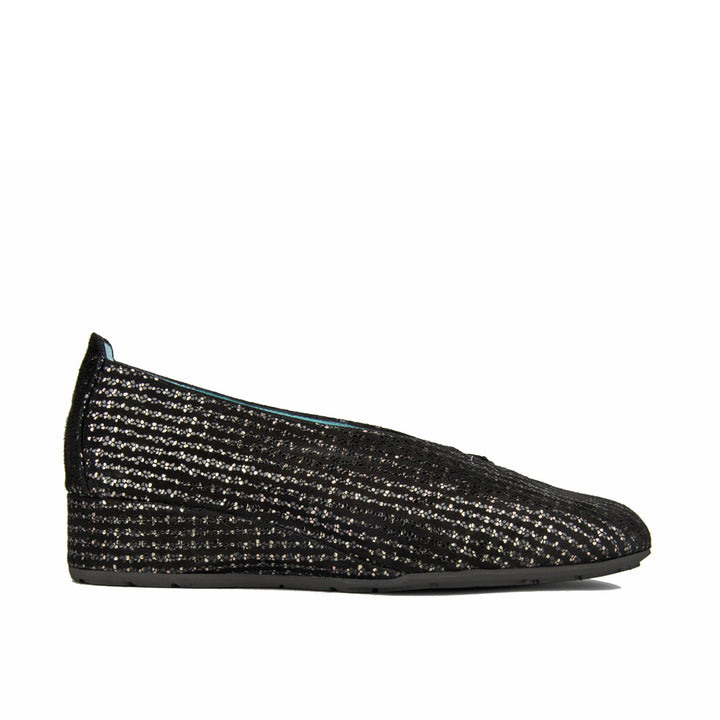 BLACK STAMPED SUEDE WITH SILVER ACCENTS